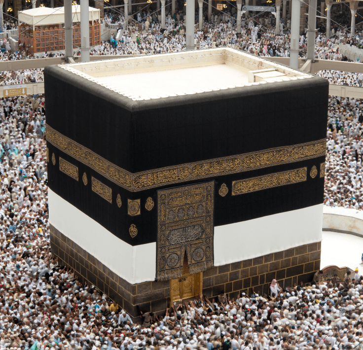 Peregrinos alrededor de la Kaaba en La Meca durante el Hajj
