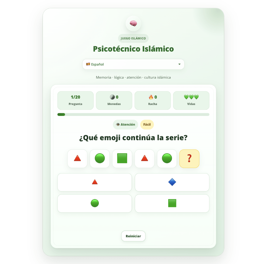 Psicotécnico – Juego de lógica y agilidad mental Juego psicotécnico de lógica, atención y agilidad mental en WALIDA